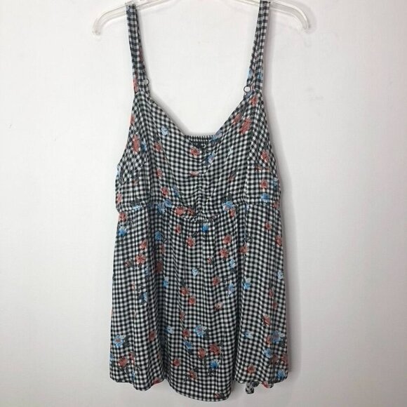 torrid Tops - Torrid Womens Floral Gingham Top Size 2 18-20 2X Rayon/Spandex Black/White